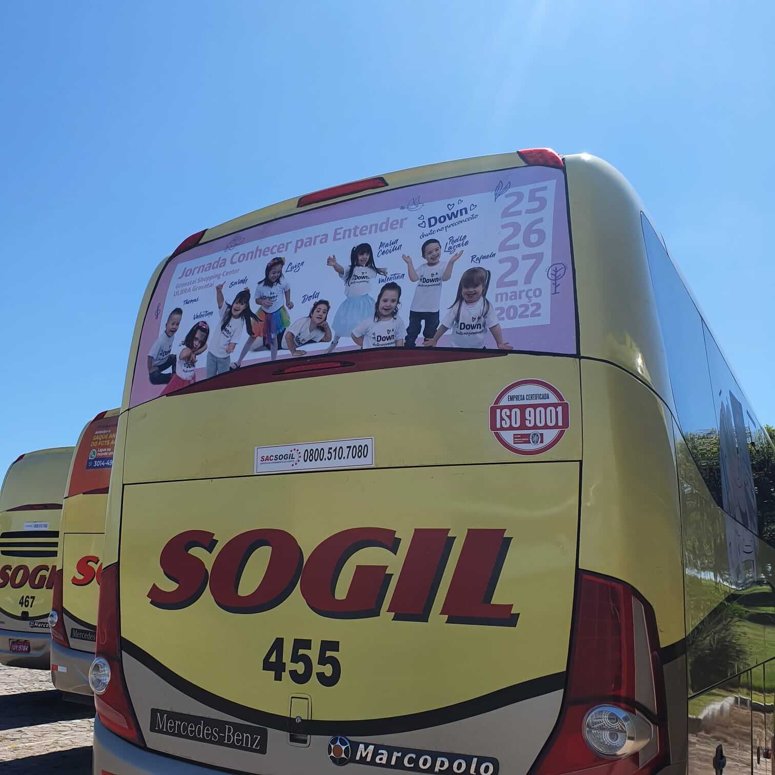 Ônibus da empresa estão circulando com a divulgação da Jornada Conhecer para Entender. | Foto: SOGIL/Divulgação